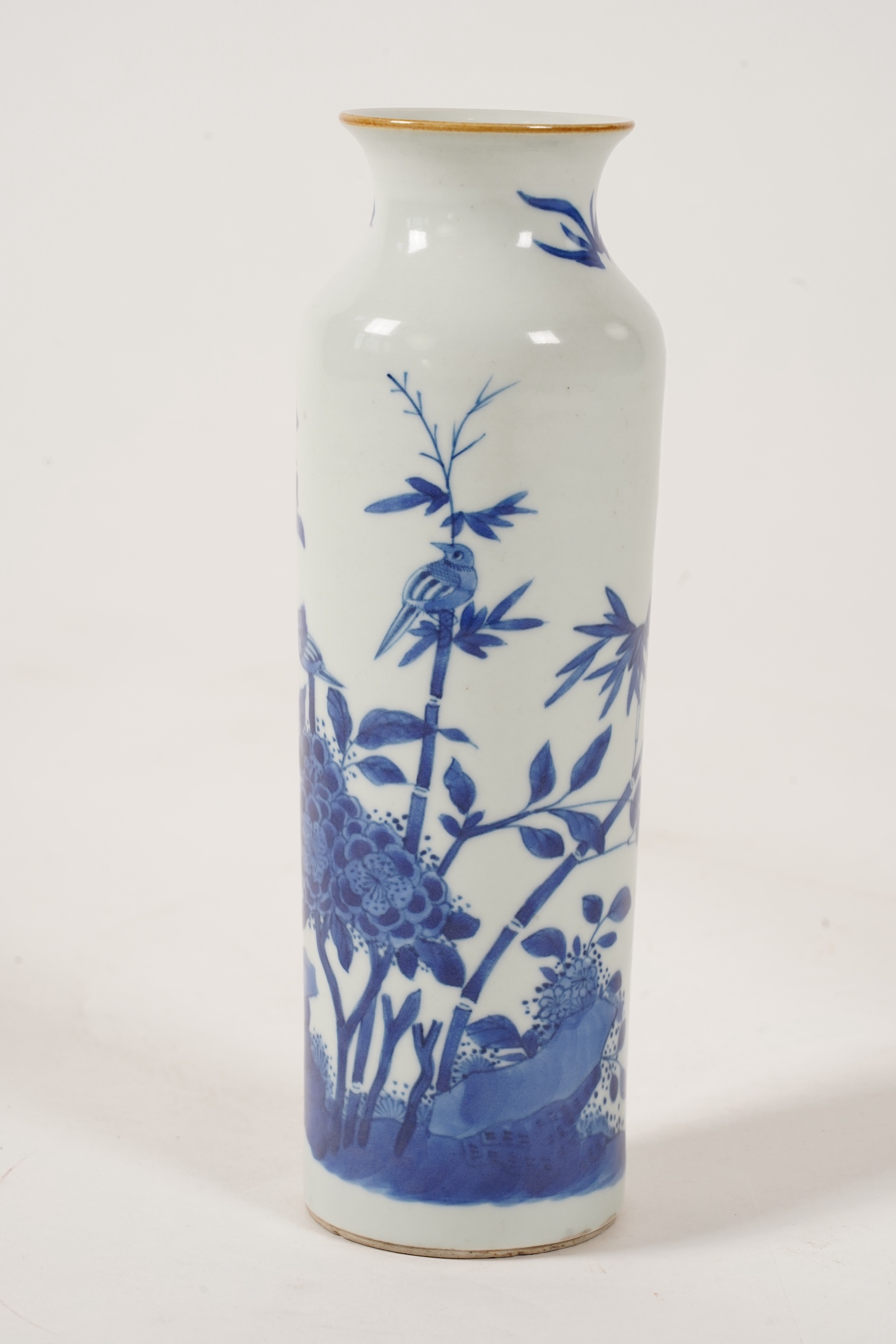 A small Chinese blue and white sleeve vase, Kangxi style